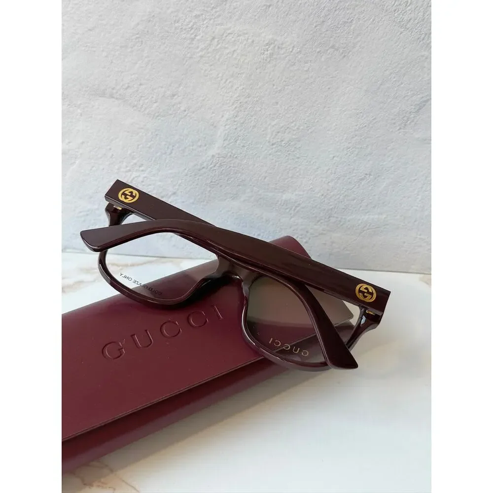 NEW Gucci GG1340O Burgundy Square Logo Eyeglasses Frames